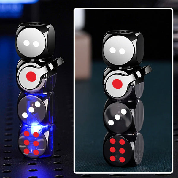 π² 360Β° Spinning Dice Lighter π₯ Windproof Jet Blue Flame, LED, Refillable EDC Gadget