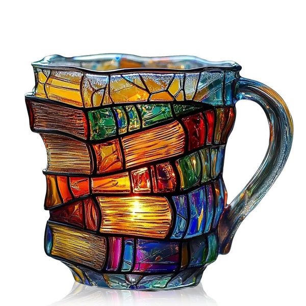 π 3D Painted Book Mug β Unique Glass Coffee Cup for Readers & Book Loversπ΅