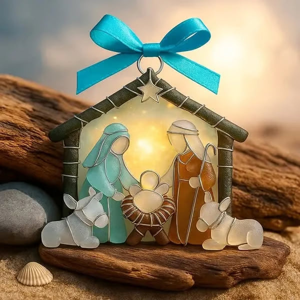 🏆🌊Christmas scene Jesus pendant-natural art
