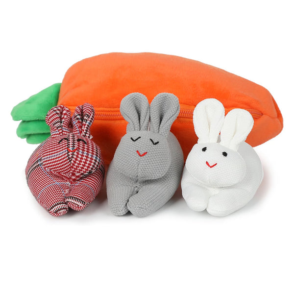 π Hide-and-Seek Bunnies in Carrot Pouch