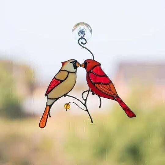 π₯ Pair of Cardinal bird stained ornament