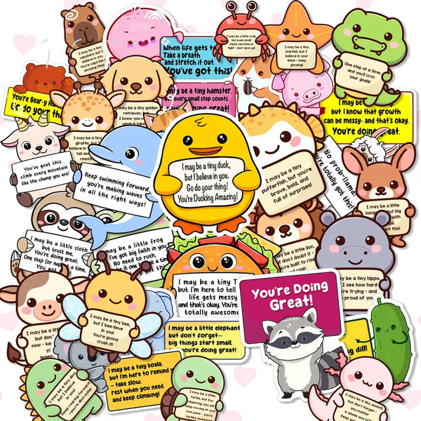 π€ Positive Emotional Support Buddies Stickers β Inspirational, Waterproof & No Residueπ Uplifting Gifts for Kids, Teens, Coworkers & Yourself π»