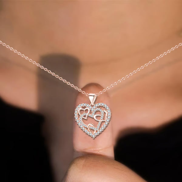 👩❤️👩''Sisters of my soul & Friends of my heart''💕-Interlocking Hearts Necklace