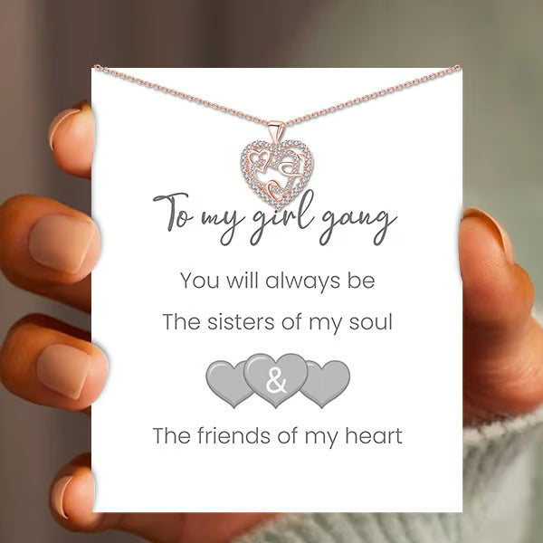 👩❤️👩''Sisters of my soul & Friends of my heart''💕-Interlocking Hearts Necklace