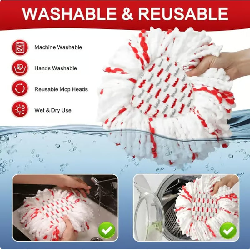 🔥 2026 Upgraded Spin Mop Heads with Scrubbing Pad